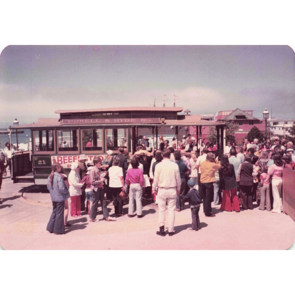 Vintage 1970s San Francisco Powell Hyde Cable Car Beefeater Ad Photo 3.5x5 - Picture 1 of 1
